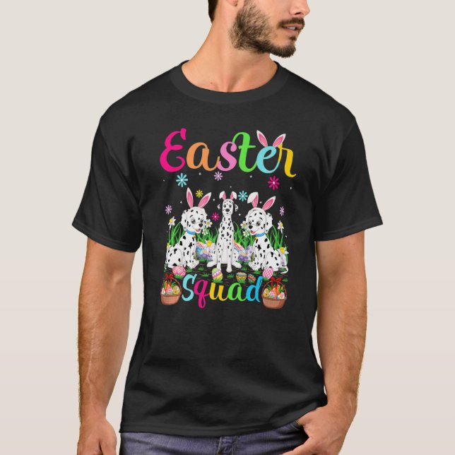 T-shirt Lapin de chien dalmate Ear Squad de Pâques Dalmati (Devant)