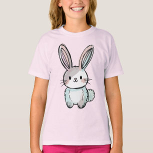 T-shirt Lapin de dessin animé à l'aquarelle - Dessin fait