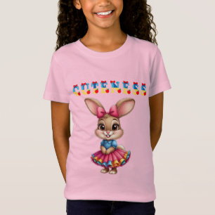 T-Shirt Lapin de dessin animé adorable en robe colorée