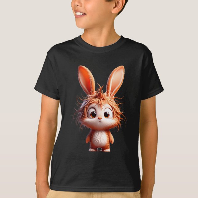 T-shirt Lapin de dessin animé mignon avec une expression d (Devant)