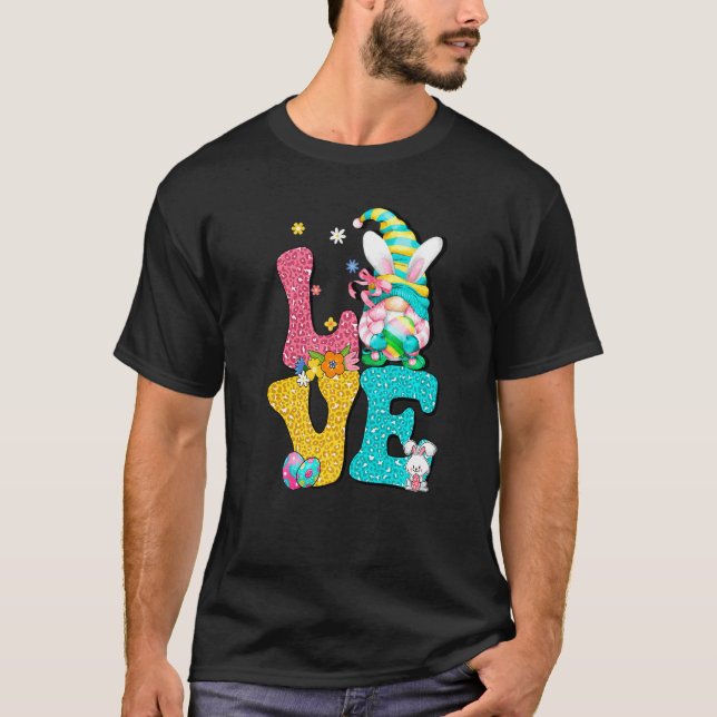 T-shirt Lapin de gnome d'amour Léopard de chasse de printe (Devant)