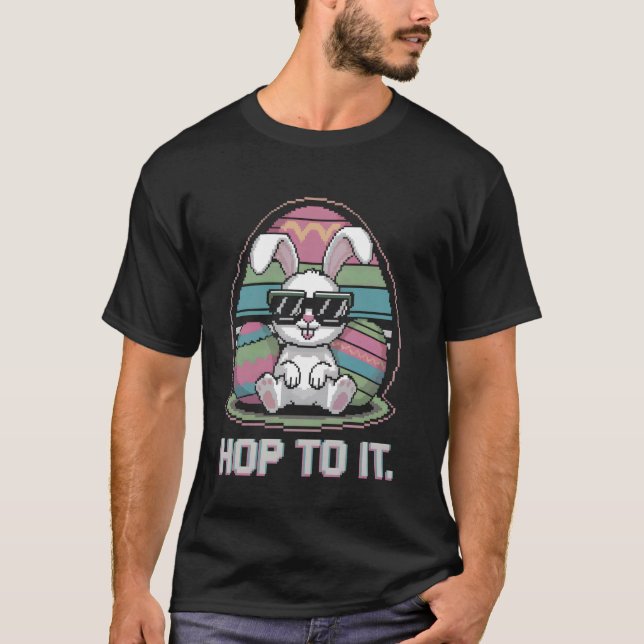 T-shirt Lapin de jeu vidéo pixel drôle de Pâques pour enfa (Devant)