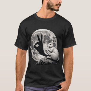 T-shirt Lapin de lune drôle ombre main geste de lapin mign