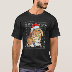 T-shirt Lapin de Noël Santa Hat Bunny Amant cadeau Joyeux 