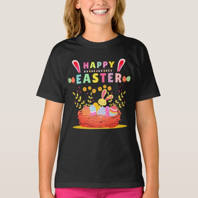 T-shirt Lapin de Pâques Arc-en-ciel - Pâques (Devant)