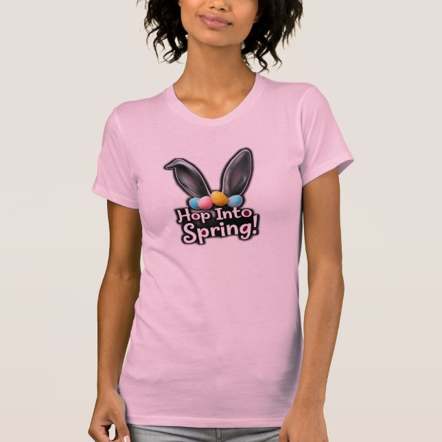 T-shirt Lapin de Pâques aux oreilles Hop Into Spring  (Devant)
