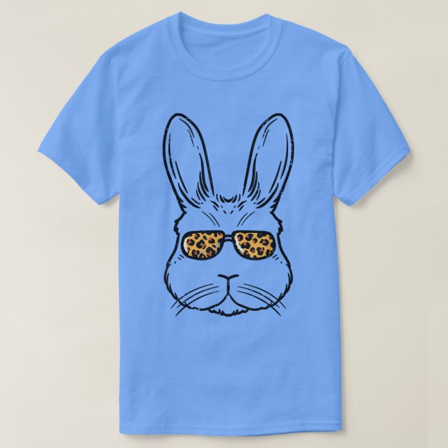 T-shirt Lapin de Pâques avec lunettes Léopard Cool Rabbit  (Design devant)