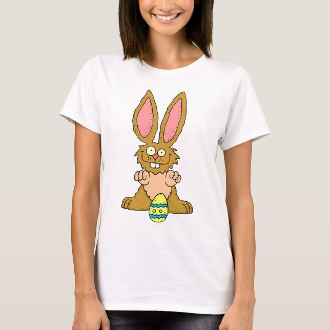 T-shirt Lapin de Pâques Brown avec Oeuf Décoré (Devant)