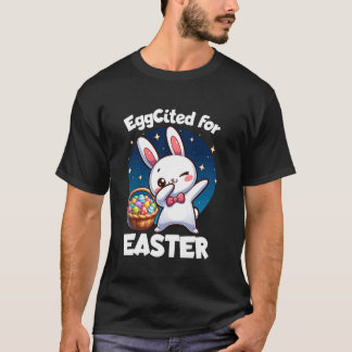 T-shirt Lapin de Pâques Dabbing Excité pour les Garçons Fi