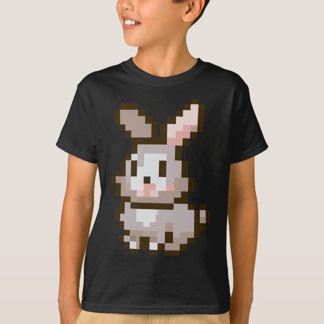 T-shirt Lapin de Pâques de jeu vidéo de Pâques mignon pixé (Devant)
