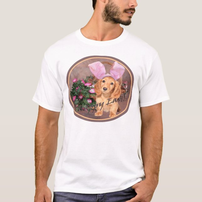 T-shirt Lapin de Pâques de teckel (Devant)