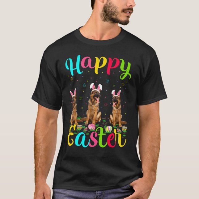 T-shirt Lapin de Pâques drôle Allemand Chien de berger heu (Devant)