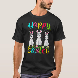 T-shirt Lapin de Pâques drôle Chien Husky Sibérien Joyeux