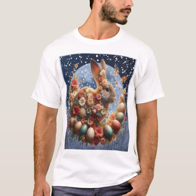 T-shirt Lapin de Pâques en fleurs  (Devant)