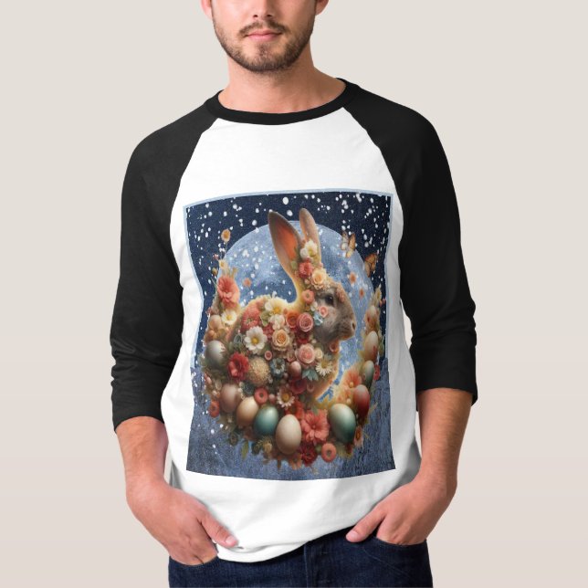 T-shirt Lapin de Pâques en fleurs  (Devant)