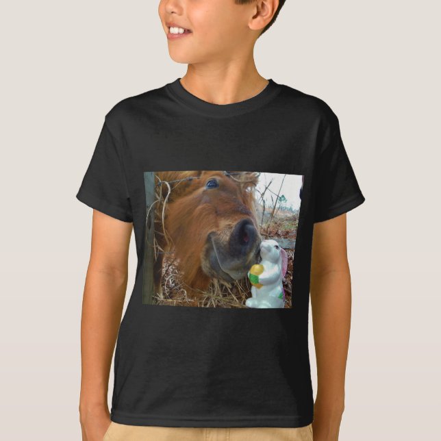 T-shirt Lapin de Pâques et cheval Brown (Devant)