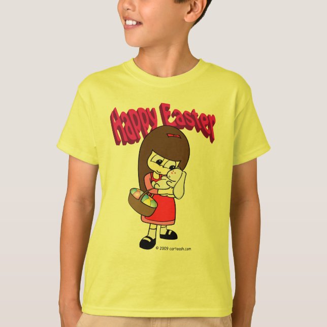 T-shirt Lapin de Pâques et la fille (Devant)