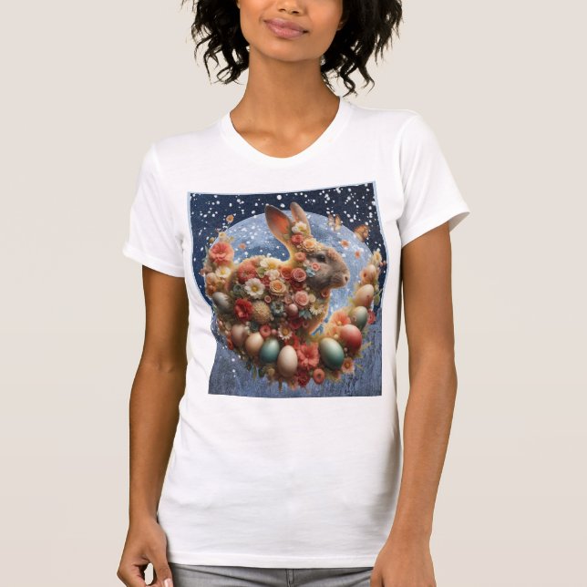 T-shirt Lapin de Pâques Fleurissant  (Devant)