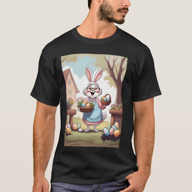T-shirt Lapin de Pâques Grand-mère Pâques (Devant)