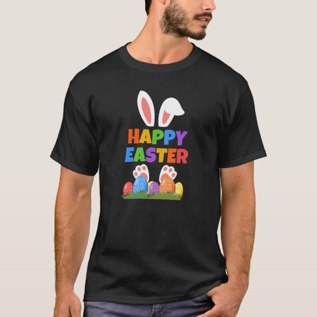 T-shirt Lapin de Pâques heureux  (Devant)