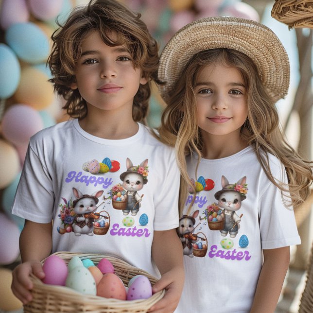 T-Shirt Lapin de Pâques heureux  (Créateur téléchargé)