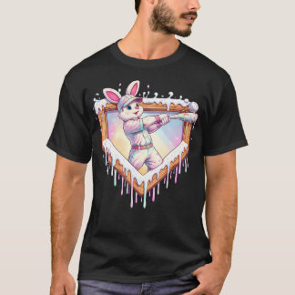T-shirt Lapin de Pâques Heureux Jouant au Baseball Garçon 