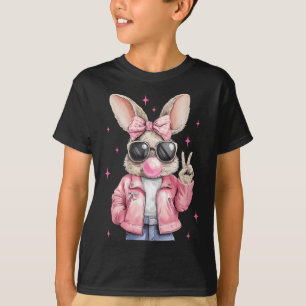 T-shirt Lapin de Pâques Joyeuses Lapin Visage Coquette Nœu