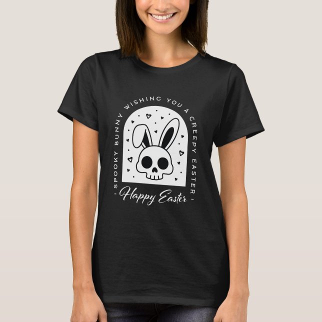 T-shirt Lapin de Pâques joyeux effrayant crâne esthétique  (Devant)
