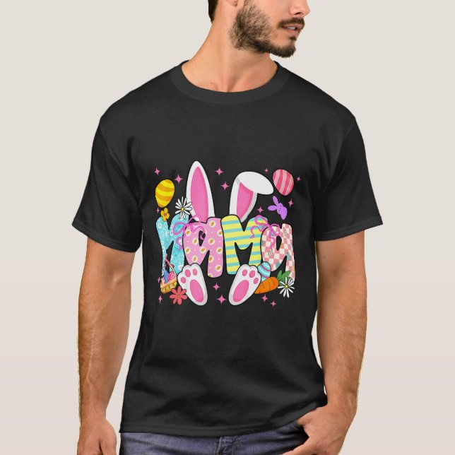 T-shirt Lapin de Pâques maman oreilles coquette noeud lapi (Devant)