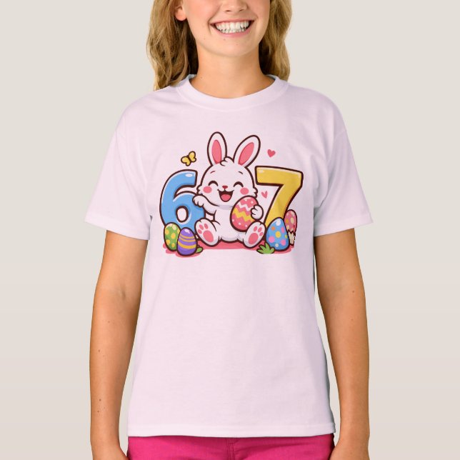 T-shirt Lapin de Pâques Mignon Enfant 67 Mème (Devant)