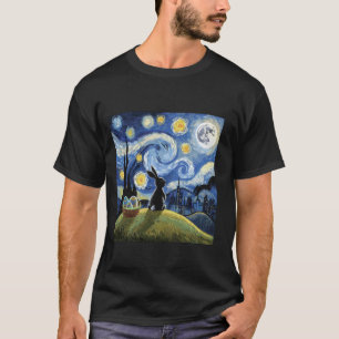 T-shirt Lapin de Pâques Nuit étoilée Post-impressionniste