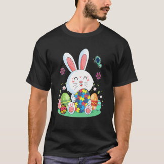 T-shirt Lapin de Pâques œufs casse-tête Sensibilisation à 