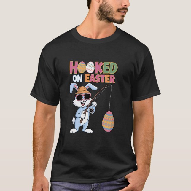 T-shirt Lapin de Pâques Pêche Attrapant Œufs Amusement Vac (Devant)