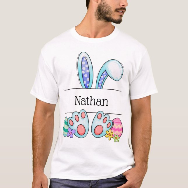 T-shirt Lapin de Pâques personnalisé avec un nom Art paste (Devant)