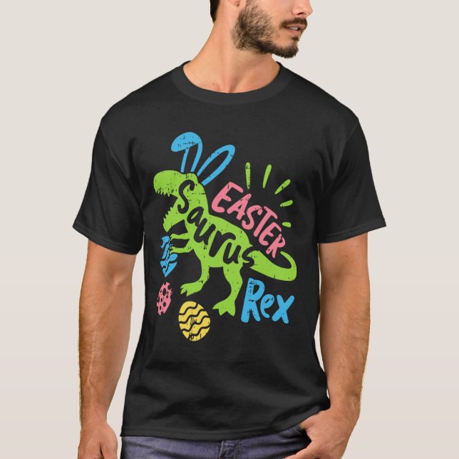 T-shirt Lapin de Pâques Saurus Rex Dinosaure Œuf Chasse Ho (Devant)