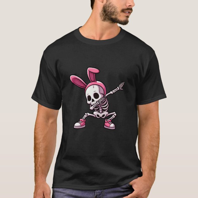 T-shirt Lapin de Pâques squelette dabbing Oreilles de lapi (Devant)