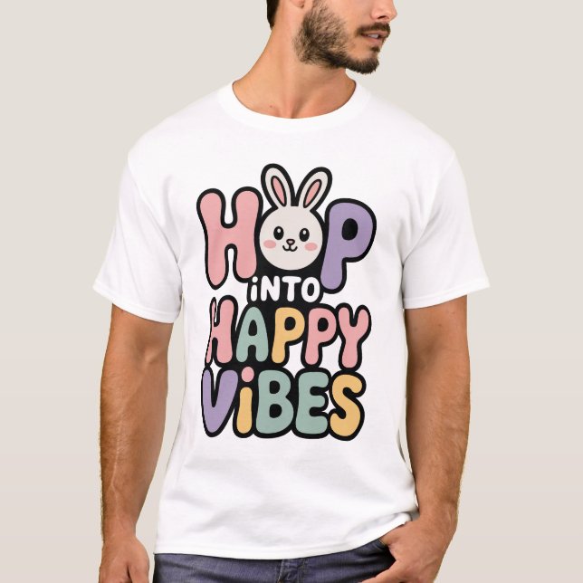 T-shirt lapin de Pâques vibes heureuses C (Devant)