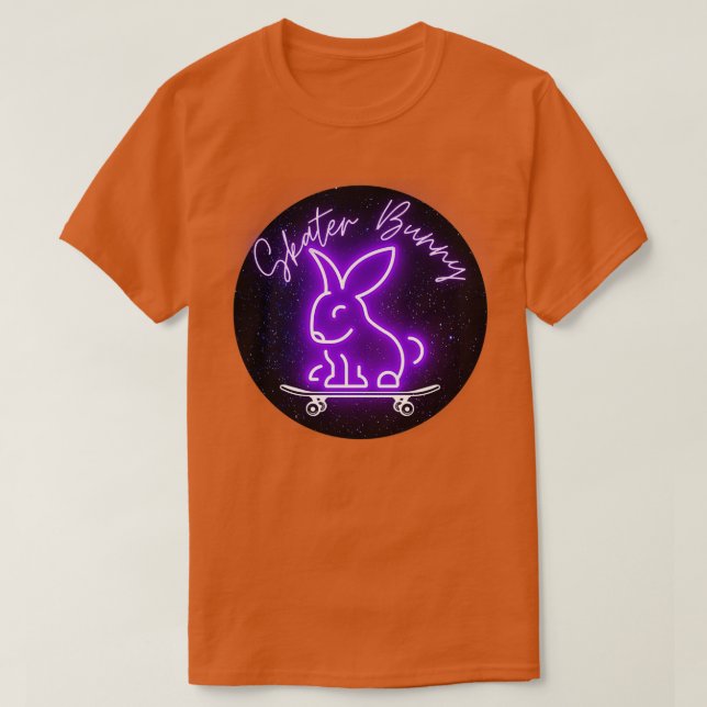 T-shirt Lapin de Patinage Violet sur Skateboard (Design devant)