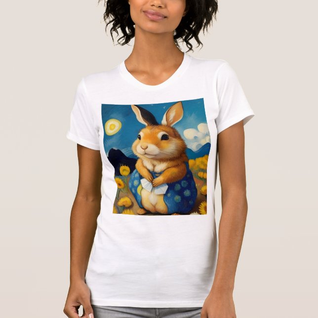 T-Shirt Lapin de Printemps Étoilé  (Devant)