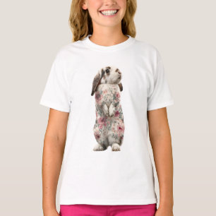 T-shirt Lapin debout motif floral pour enfants