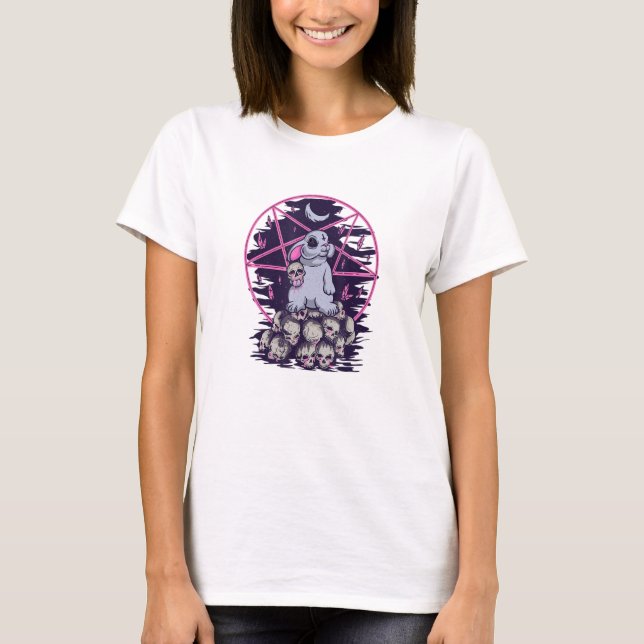 T-shirt Lapin déplaisant Avec Des Crânes Morts (Devant)