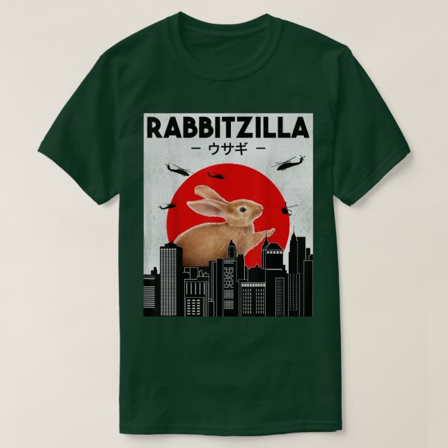 T-shirt Lapin Drôle T, Lapin Lapin T, RabbitZilla  (Design devant)