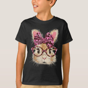 T-shirt Lapin drôle visage lunettes bandana léopard lapin