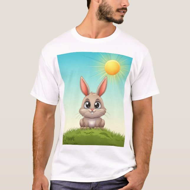 T-shirt lapin en caricature mignonne (Devant)