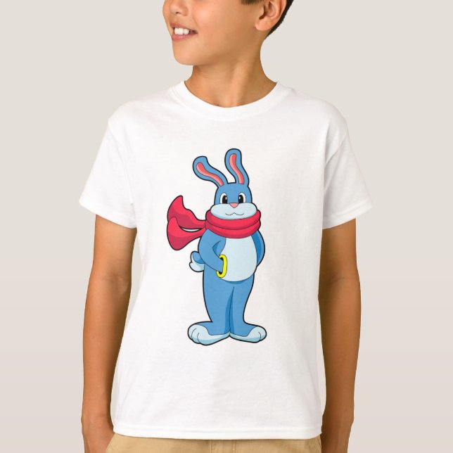 T-shirt Lapin en hiver avec Écharpe (Devant)