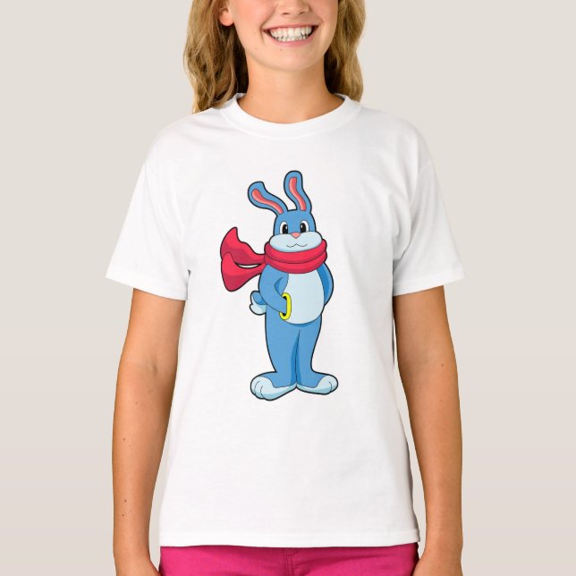 T-shirt Lapin en hiver avec Écharpe (Devant)