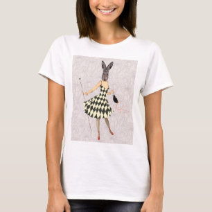 T-shirt Lapin en robe blanche noire 2