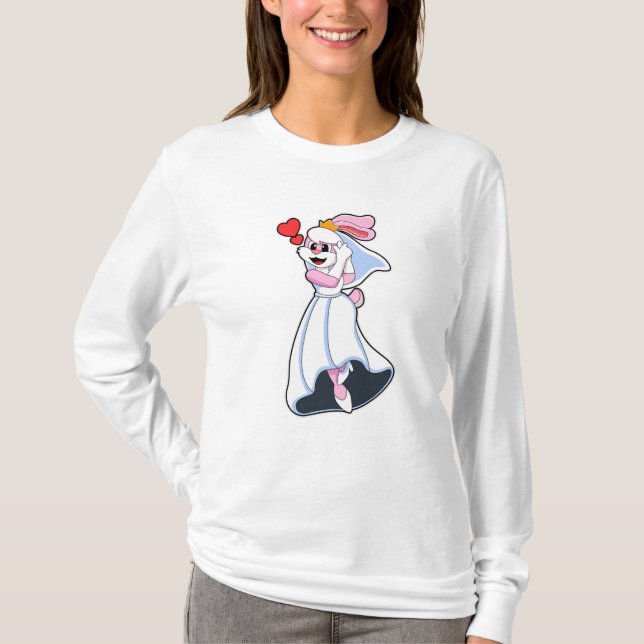 T-shirt Lapin en robe de mariée et couronne (Devant)