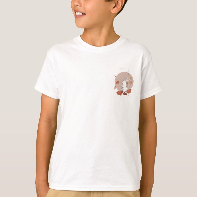 T-shirt Lapin Enfants Feuilles D'Automne (Devant)