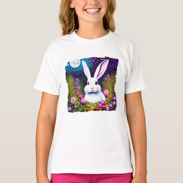 T-Shirt lapin et fleurs (Devant)